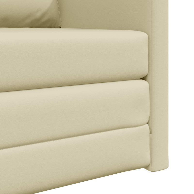 Sofa Bed 60cm Kremowy Sztuczna skóra