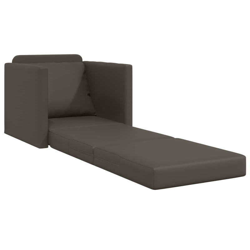 Sofa Bed 60cm Szary Sztuczna skóra