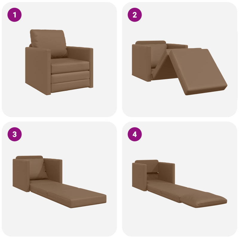 Sofa Bed 60cm Cappuccino Sztuczna skóra
