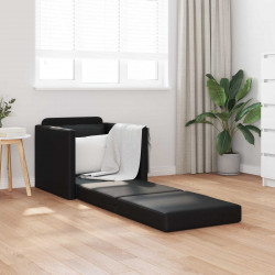 Sofa Bed 60cm Czarny Sztuczna skóra