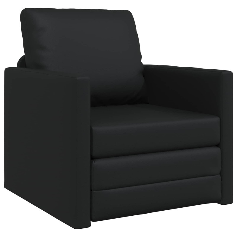 Sofa Bed 60cm Czarny Sztuczna skóra