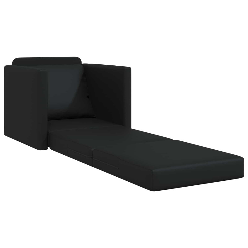 Sofa Bed 60cm Czarny Sztuczna skóra