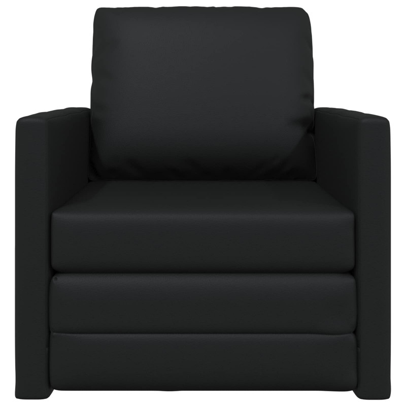 Sofa Bed 60cm Czarny Sztuczna skóra