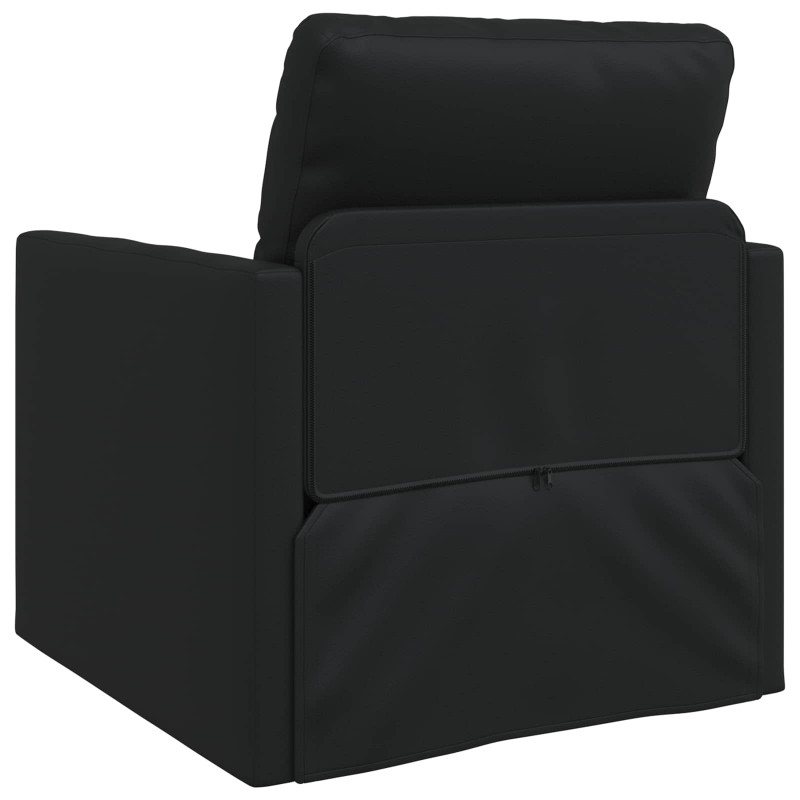 Sofa Bed 60cm Czarny Sztuczna skóra