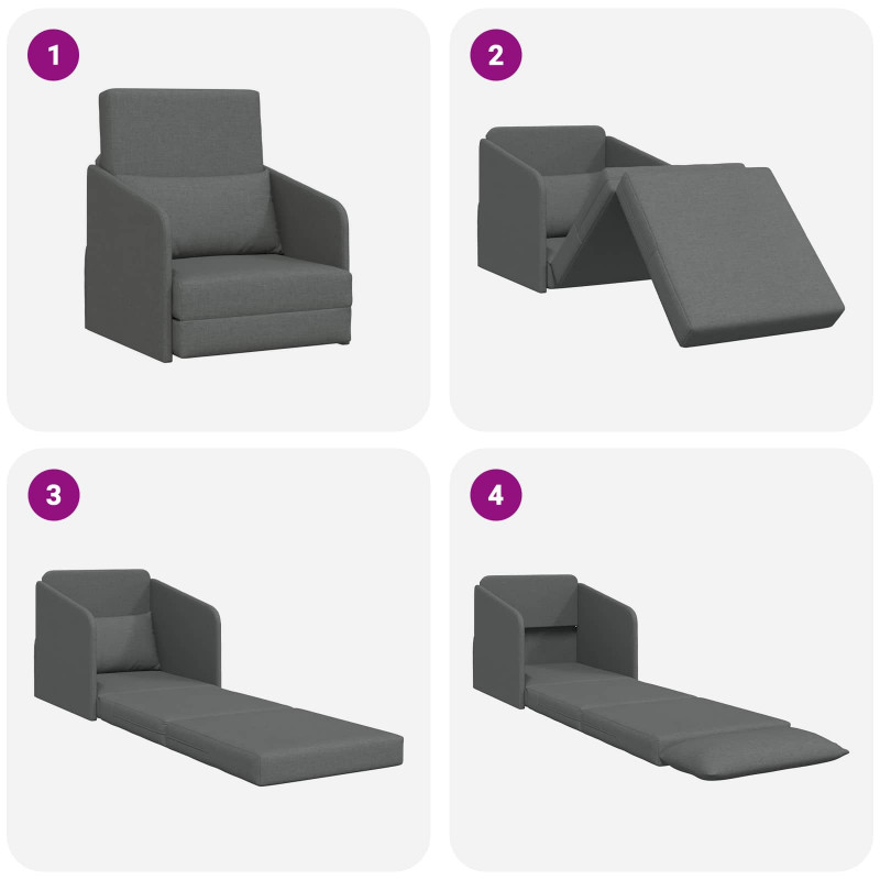 Sofa Bed 60cm Ciemnoszary tkanina