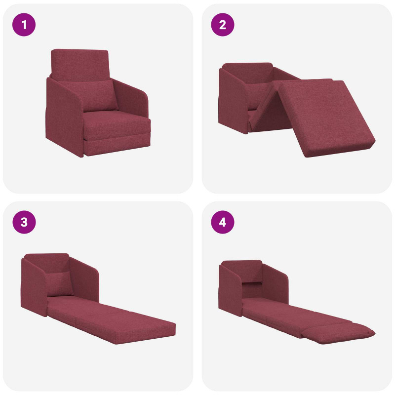 Sofa Bed 60cm Czerwone wino tkanina