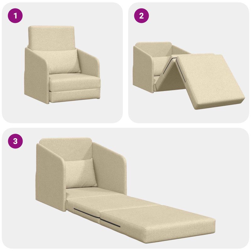 Sofa Bed 60cm Kremowy tkanina