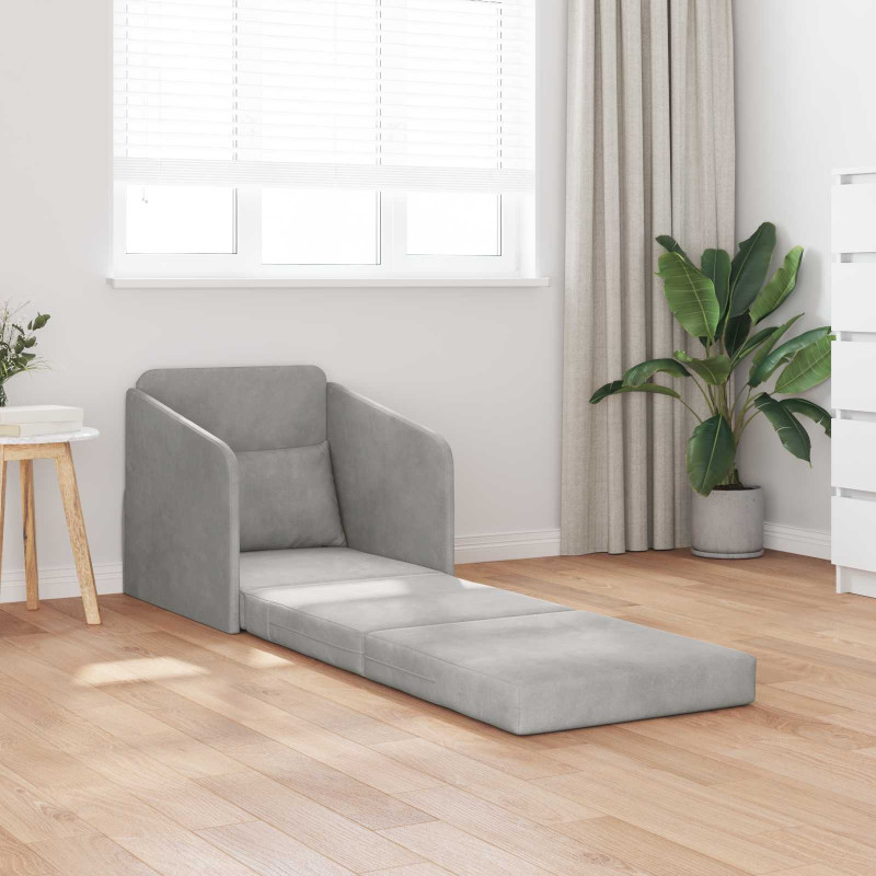 Sofa Bed Jasnoszary 65 x 80 x 83 cm Aksamit