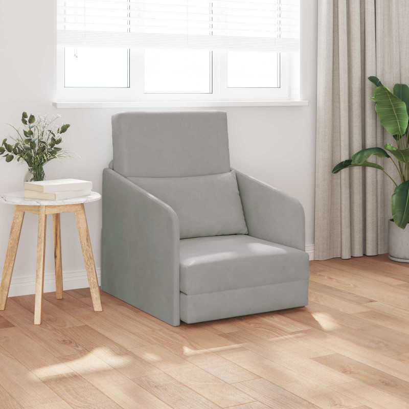 Sofa Bed Jasnoszary 65 x 80 x 83 cm Aksamit