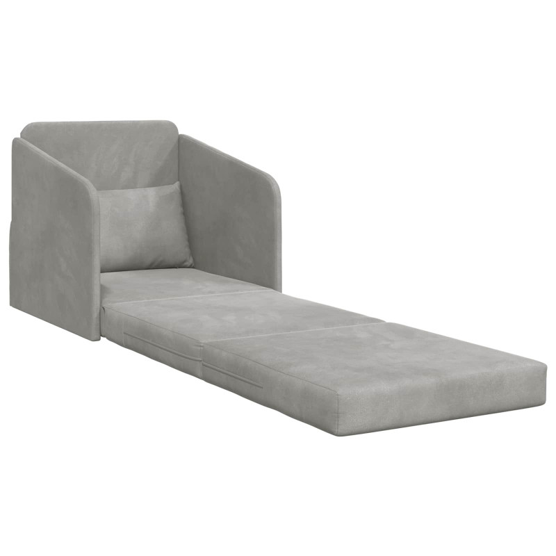 Sofa Bed Jasnoszary 65 x 80 x 83 cm Aksamit