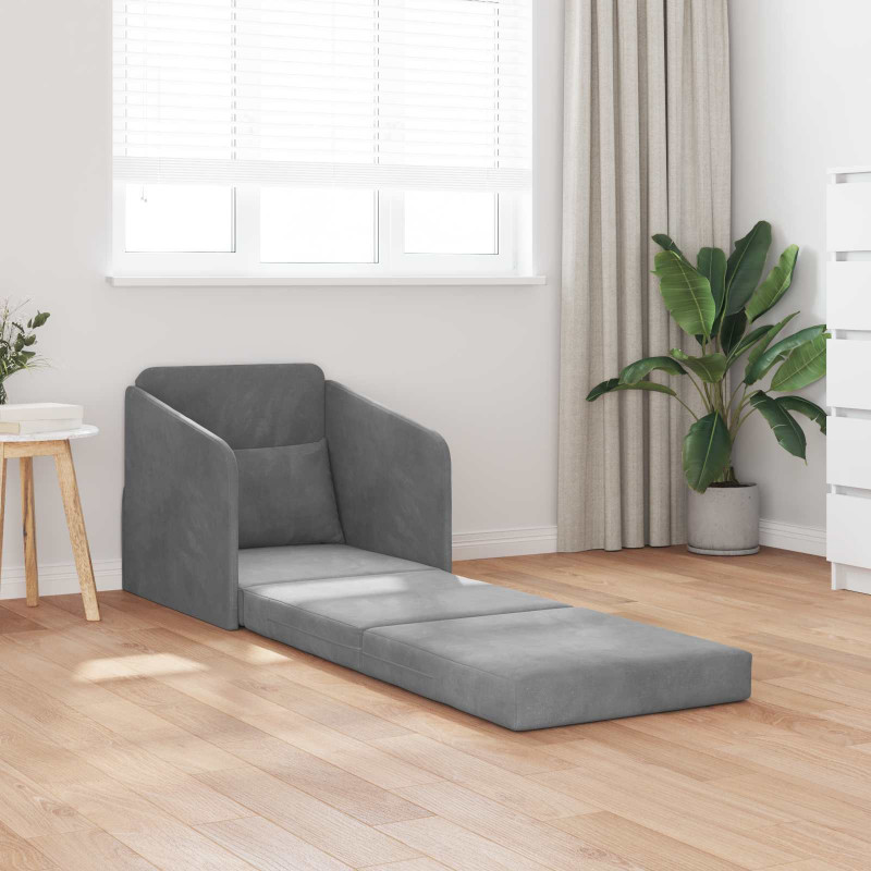 Sofa Bed Ciemnoszary 65 x 80 x 83 cm Aksamit