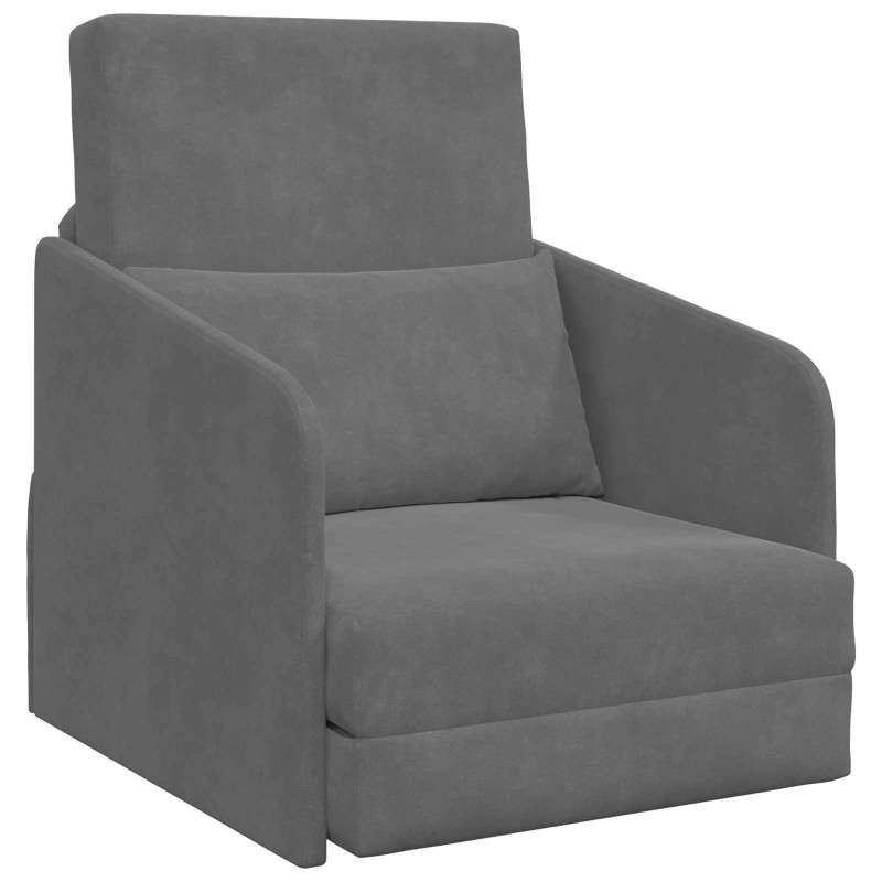 Sofa Bed Ciemnoszary 65 x 80 x 83 cm Aksamit