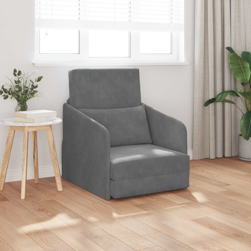 Sofa Bed Ciemnoszary 65 x 80 x 83 cm Aksamit