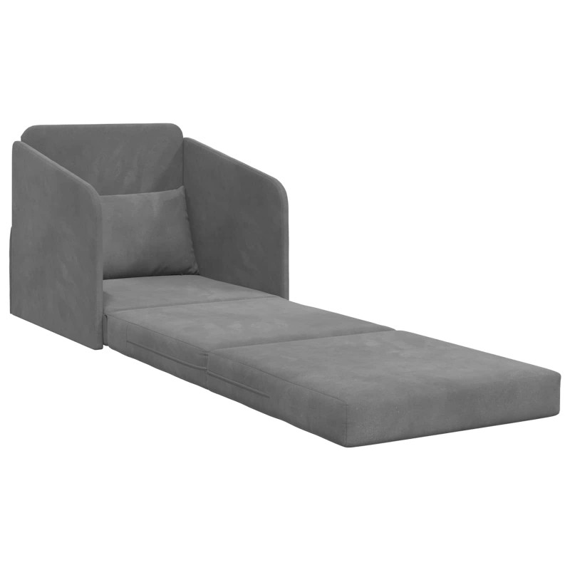 Sofa Bed Ciemnoszary 65 x 80 x 83 cm Aksamit