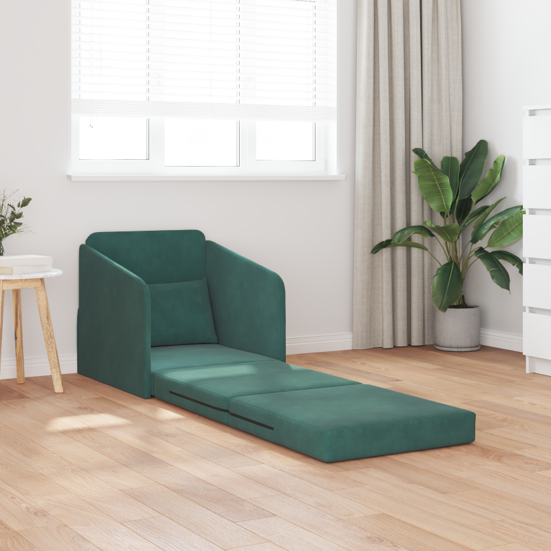 Sofa Bed Ciemna zieleń 65 x 80 x 83 cm Aksamit