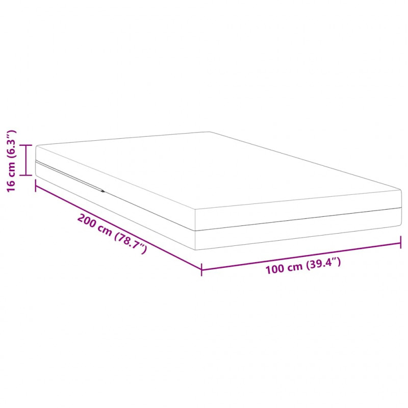 Materac Biały 100 x 200 cm Tkanina żakardowa