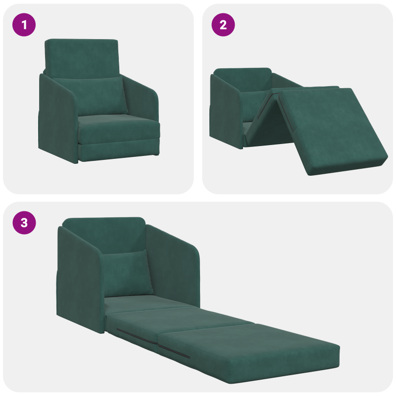 Sofa Bed Ciemna zieleń 65 x 80 x 83 cm Aksamit