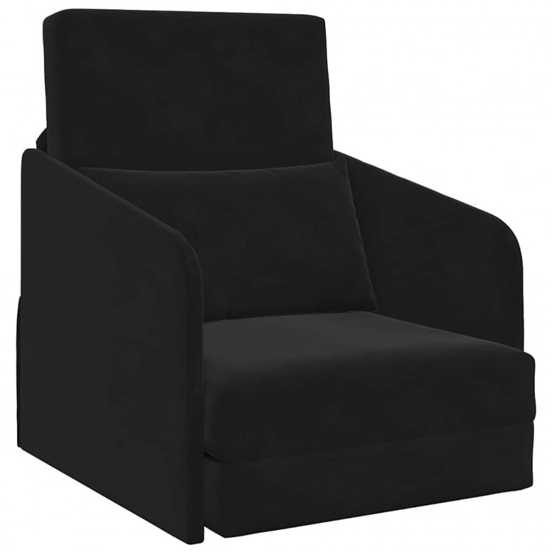 Sofa Bed Czarny 65 x 80 x 83 cm Aksamit