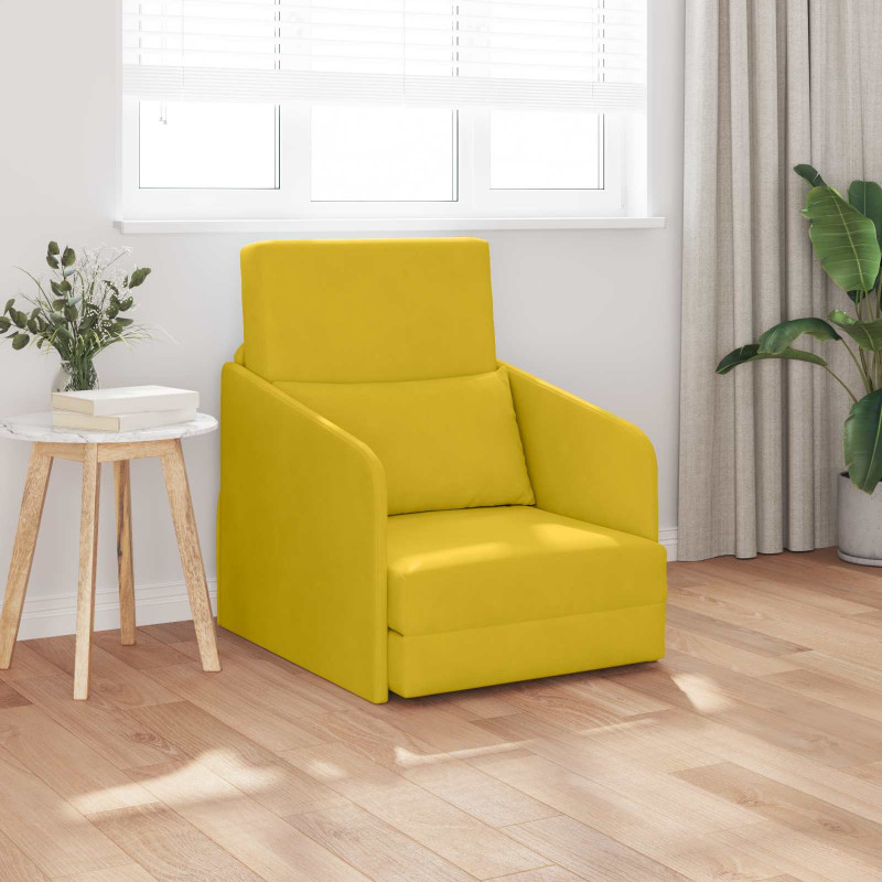 Sofa Bed Żółty 65 x 80 x 83 cm Aksamit