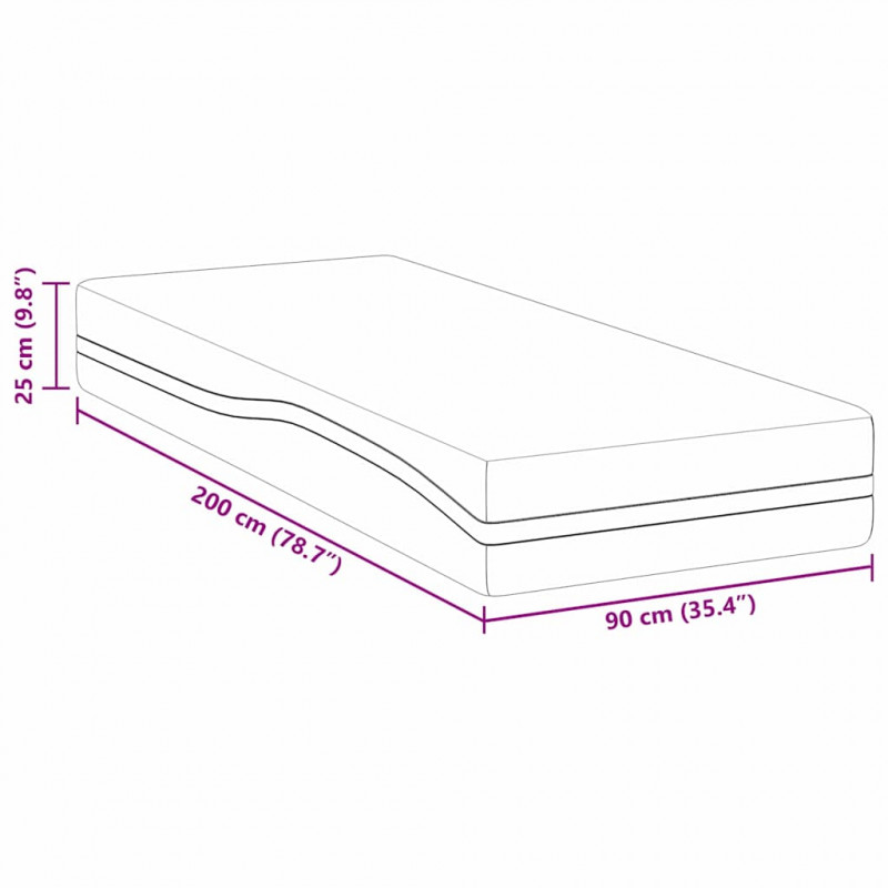 Materac Biały i szary 90 x 200 cm Tkanina żakardowa