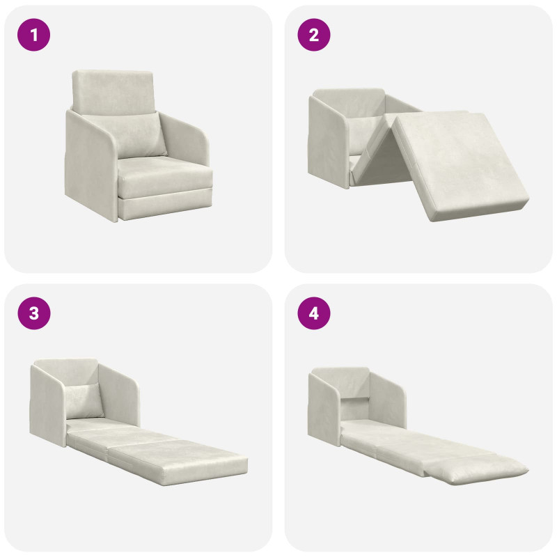 Sofa Bed Kremowy 65 x 80 x 83 cm Aksamit