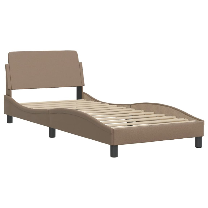 Łóżko z materacem, cappuccino, 90x200 cm, sztuczna skóra
