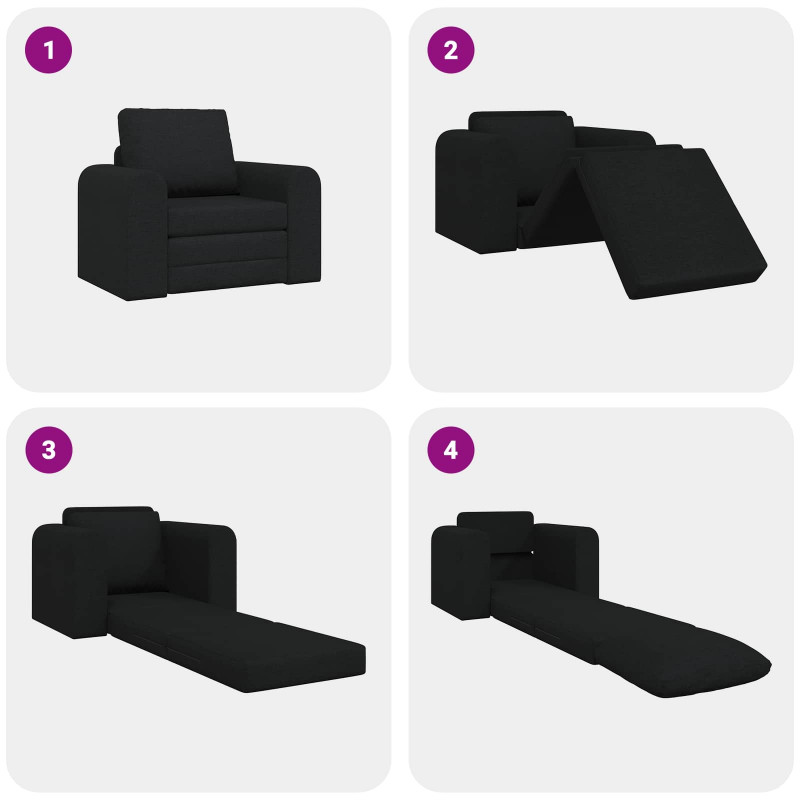 Sofa Bed Czarny 98 x 71 x 83 cm tkanina