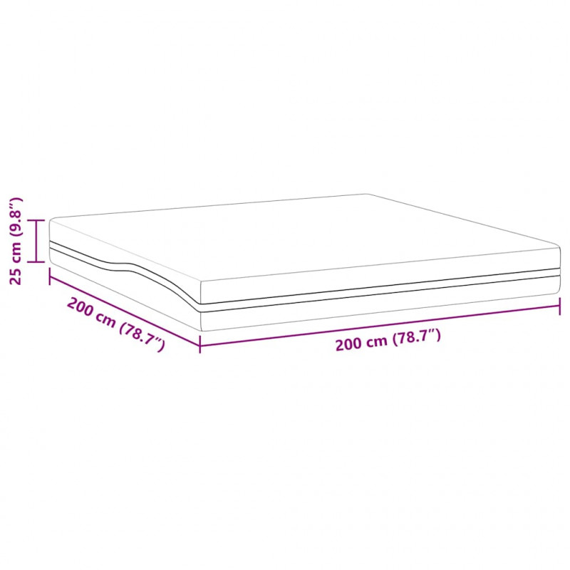 Materac Biały i szary 200 x 200 cm Tkanina żakardowa