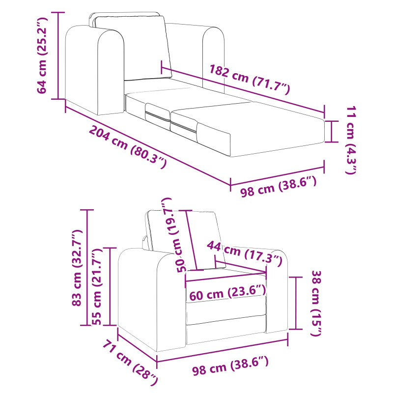 Sofa Bed Niebieski 98 x 71 x 83 cm tkanina