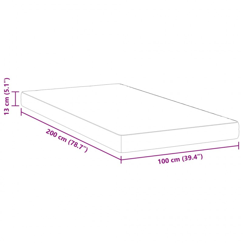 Materac Biały 100 x 200 cm Tkanina żakardowa