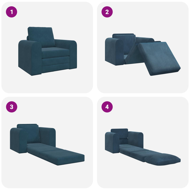 Sofa Bed Niebieski 98 x 71 x 83 cm Aksamit