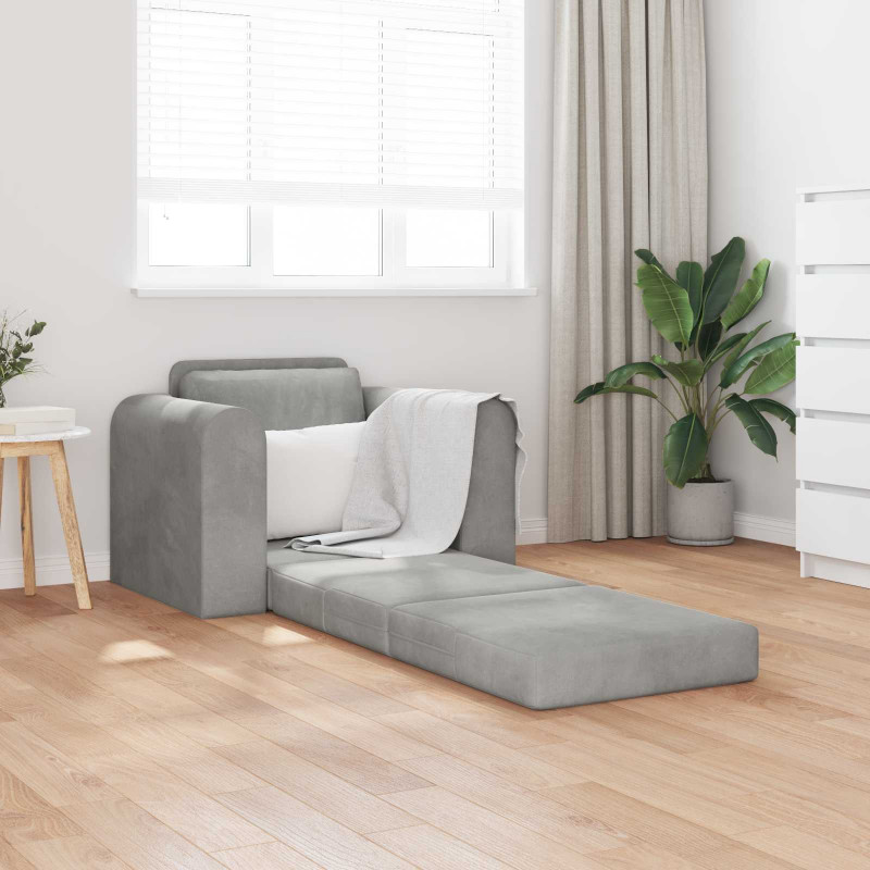 Sofa Bed Jasnoszary 98 x 71 x 83 cm Aksamit