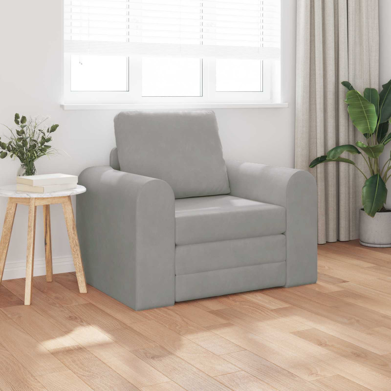 Sofa Bed Jasnoszary 98 x 71 x 83 cm Aksamit