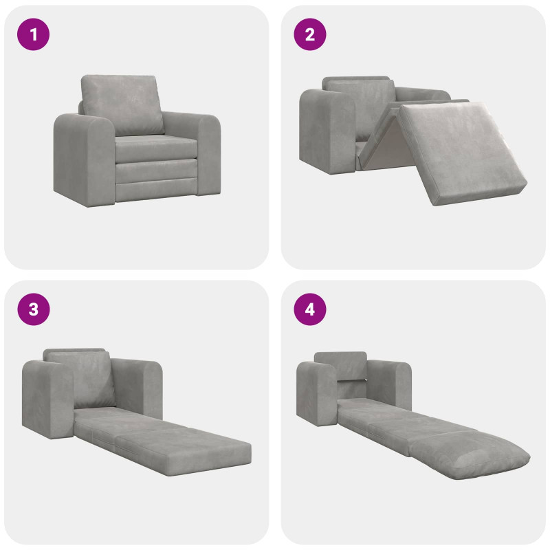 Sofa Bed Jasnoszary 98 x 71 x 83 cm Aksamit