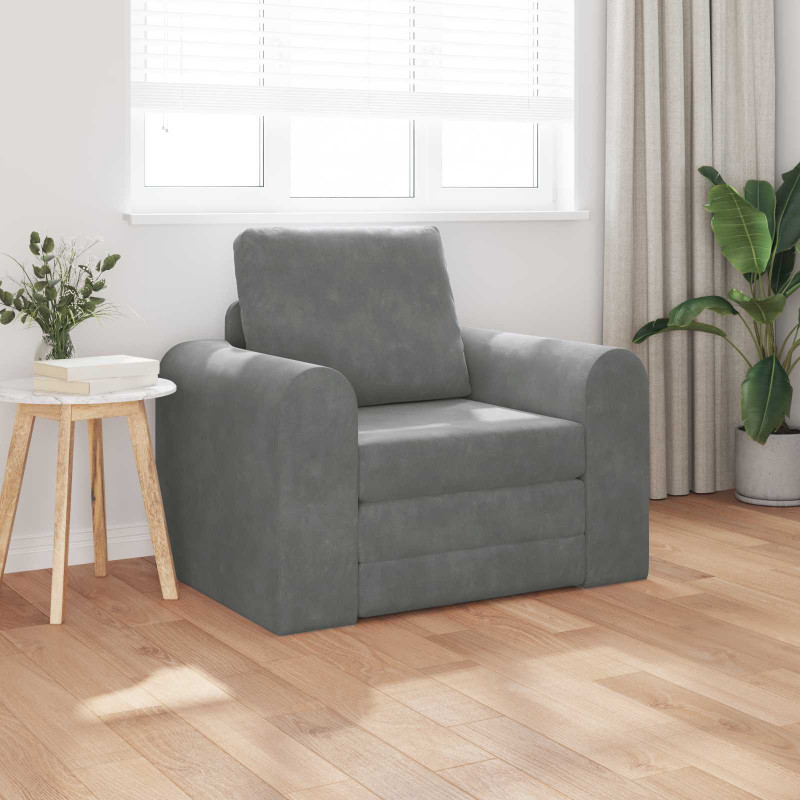 Sofa Bed Ciemnoszary 98 x 71 x 83 cm Aksamit