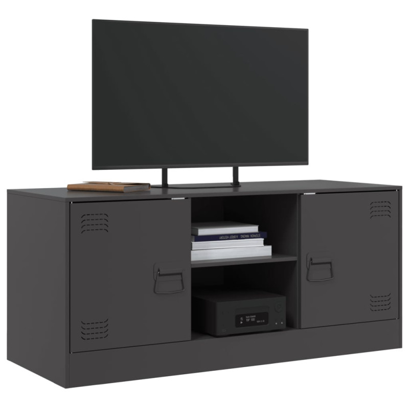 Szafka pod telewizor, czarna, 99x39x44 cm, stalowa