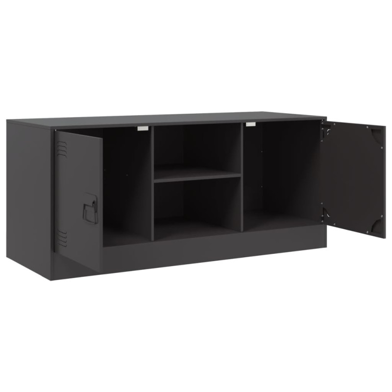 Szafka pod telewizor, czarna, 99x39x44 cm, stalowa