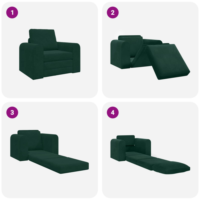 Sofa Bed Ciemna zieleń 98 x 71 x 83 cm Aksamit