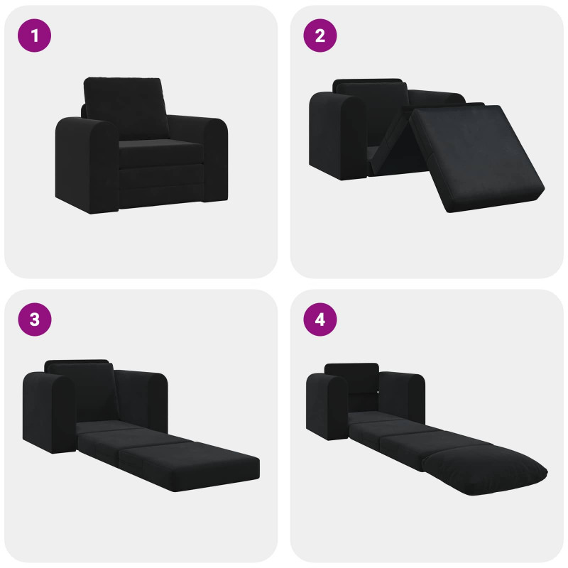 Sofa Bed Czarny 98 x 71 x 83 cm Aksamit