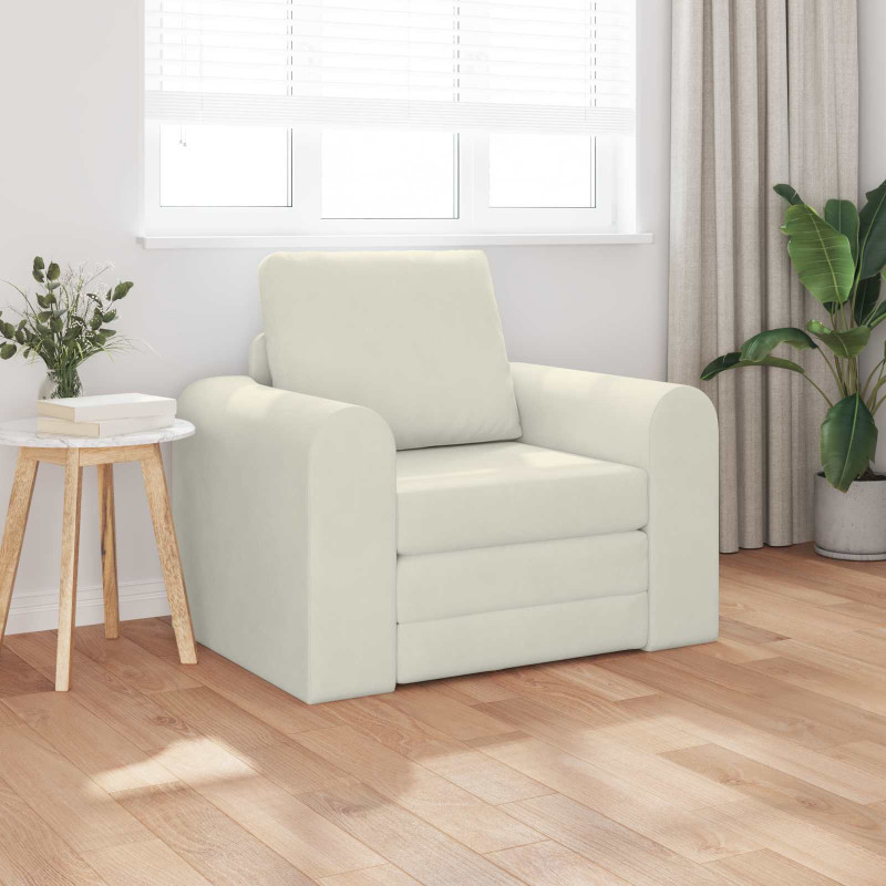 Sofa Bed Kremowy 98 x 71 x 83 cm Aksamit