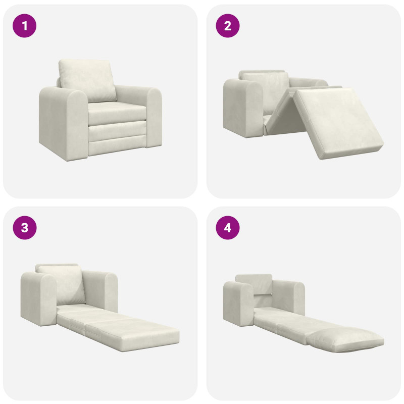 Sofa Bed Kremowy 98 x 71 x 83 cm Aksamit