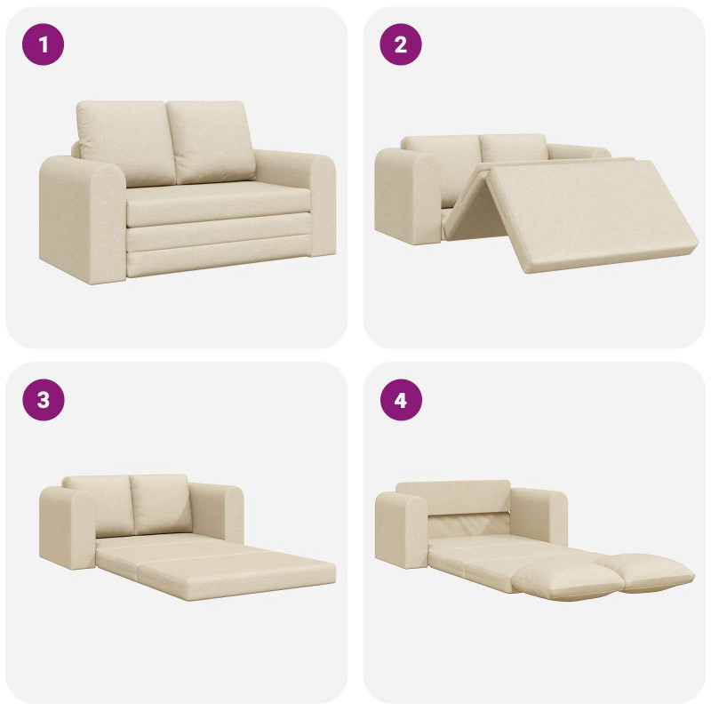 Sofa Bed 60cm Kremowy tkanina