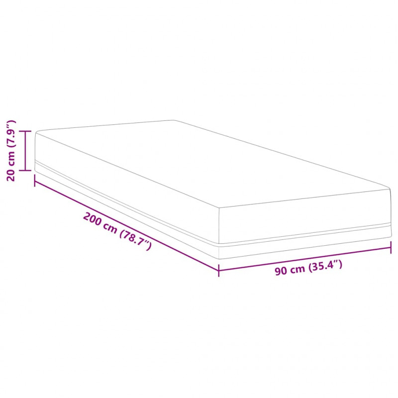 Materac Biały i niebieski 90 x 200 cm Tkanina żakardowa