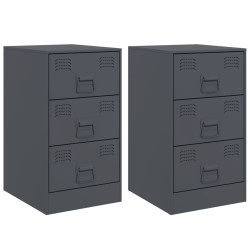 Szafki nocne, 2 szt., antracytowe, 34,5x39x62 cm, stal