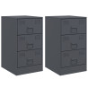 Szafki nocne, 2 szt., antracytowe, 34,5x39x62 cm, stal