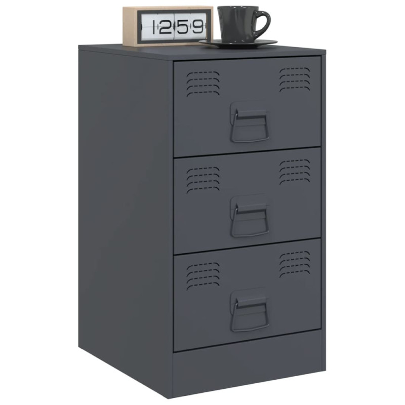 Szafki nocne, 2 szt., antracytowe, 34,5x39x62 cm, stal