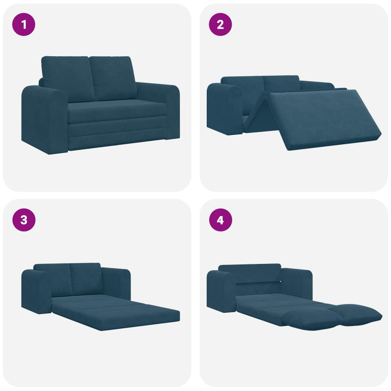 Sofa Bed 60cm Niebieski Aksamit