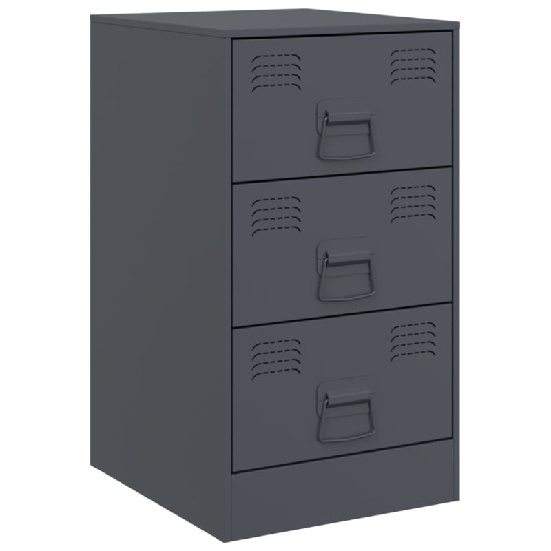 Szafki nocne, 2 szt., antracytowe, 34,5x39x62 cm, stal