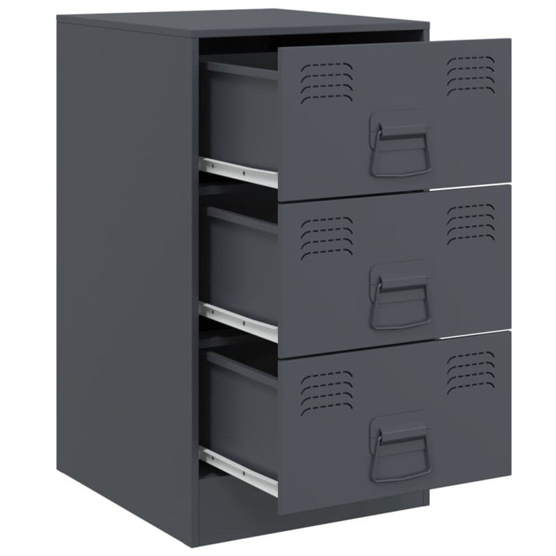 Szafki nocne, 2 szt., antracytowe, 34,5x39x62 cm, stal