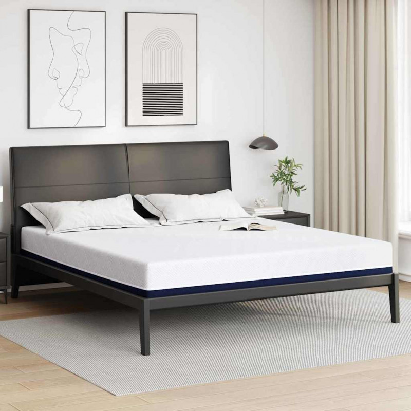Materac Biały i niebieski 180 x 200 cm Tkanina żakardowa
